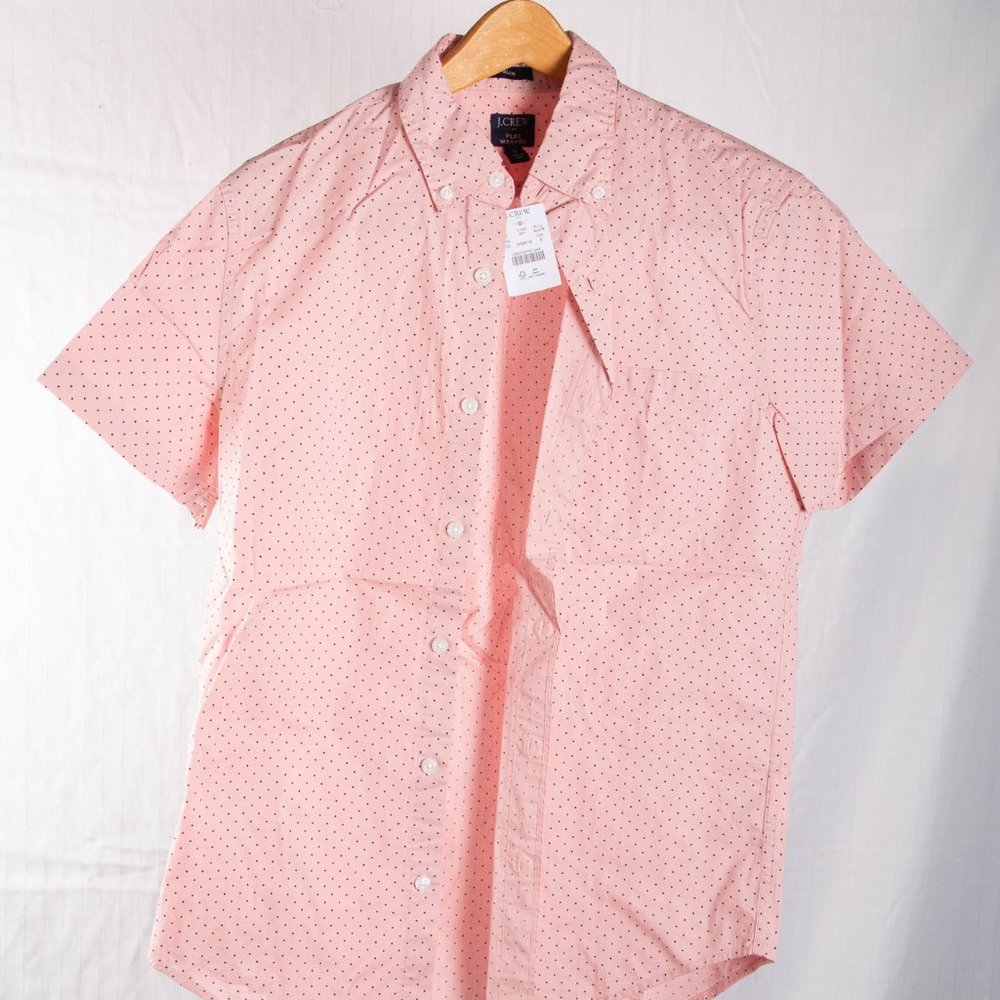 Men's Small Pink Polka Dot Button-up J. Crew Shirt